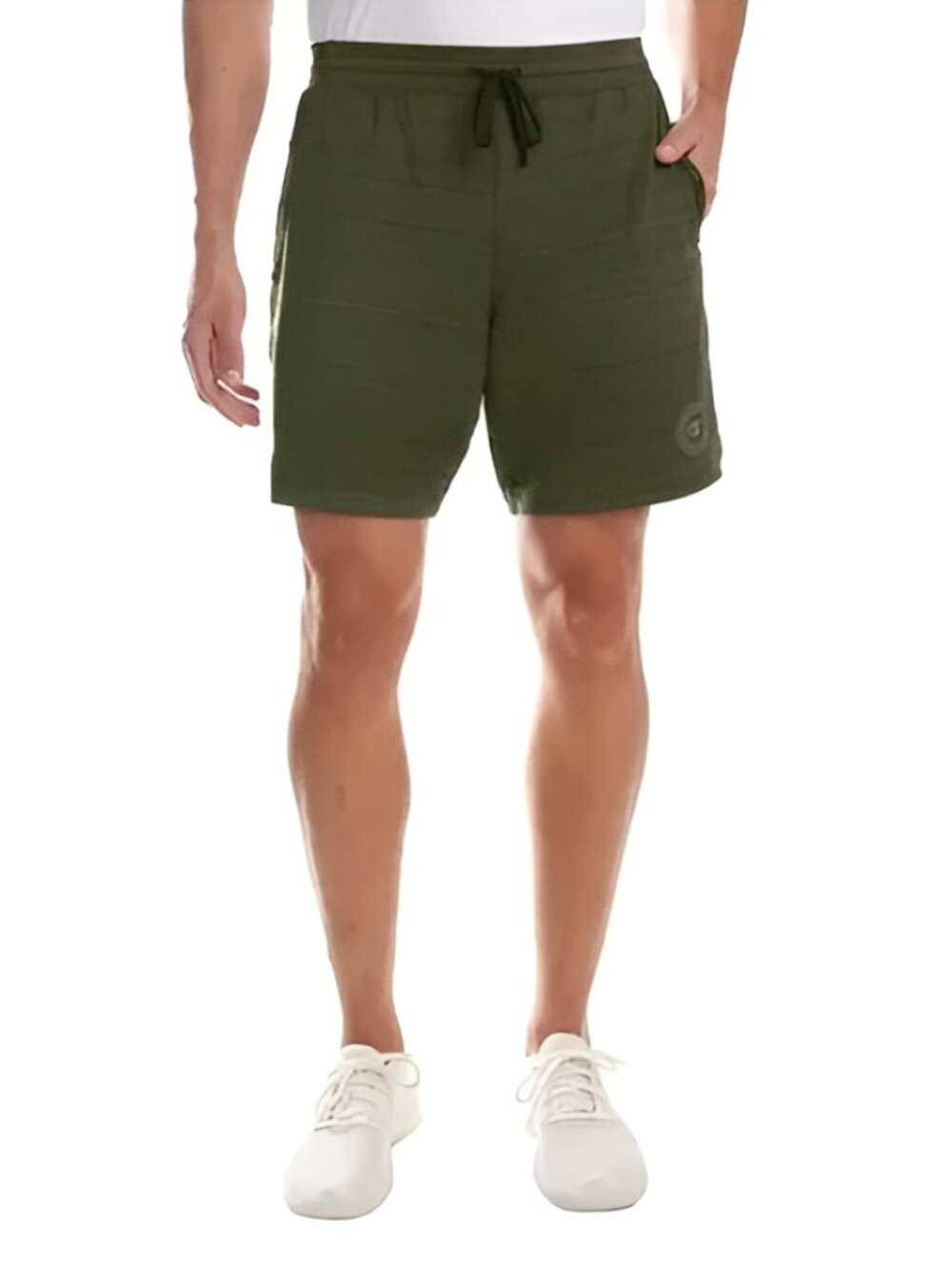 2/$30 Champion Athletic Gym Drawstring Shorts Zip Pocket Striped Olive #A4154